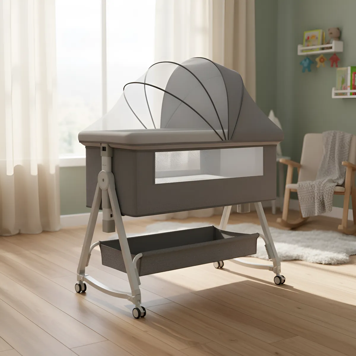 Berço Moises Balanço Portátil Mosqueteiro Regulável Infantil