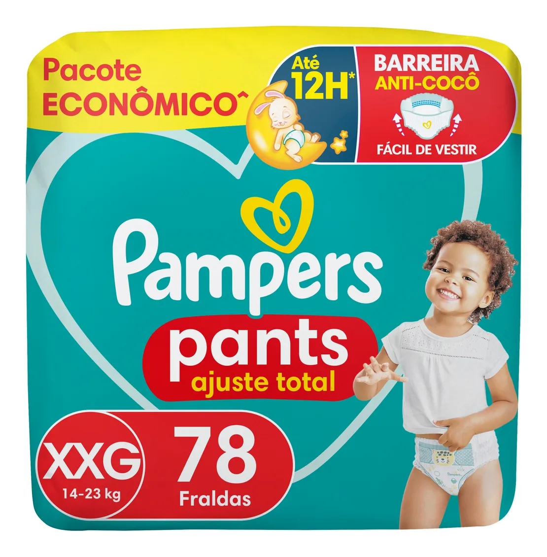 Fralda Pampers Pants Ajuste Total Tamanho XXG, 78 Unidades