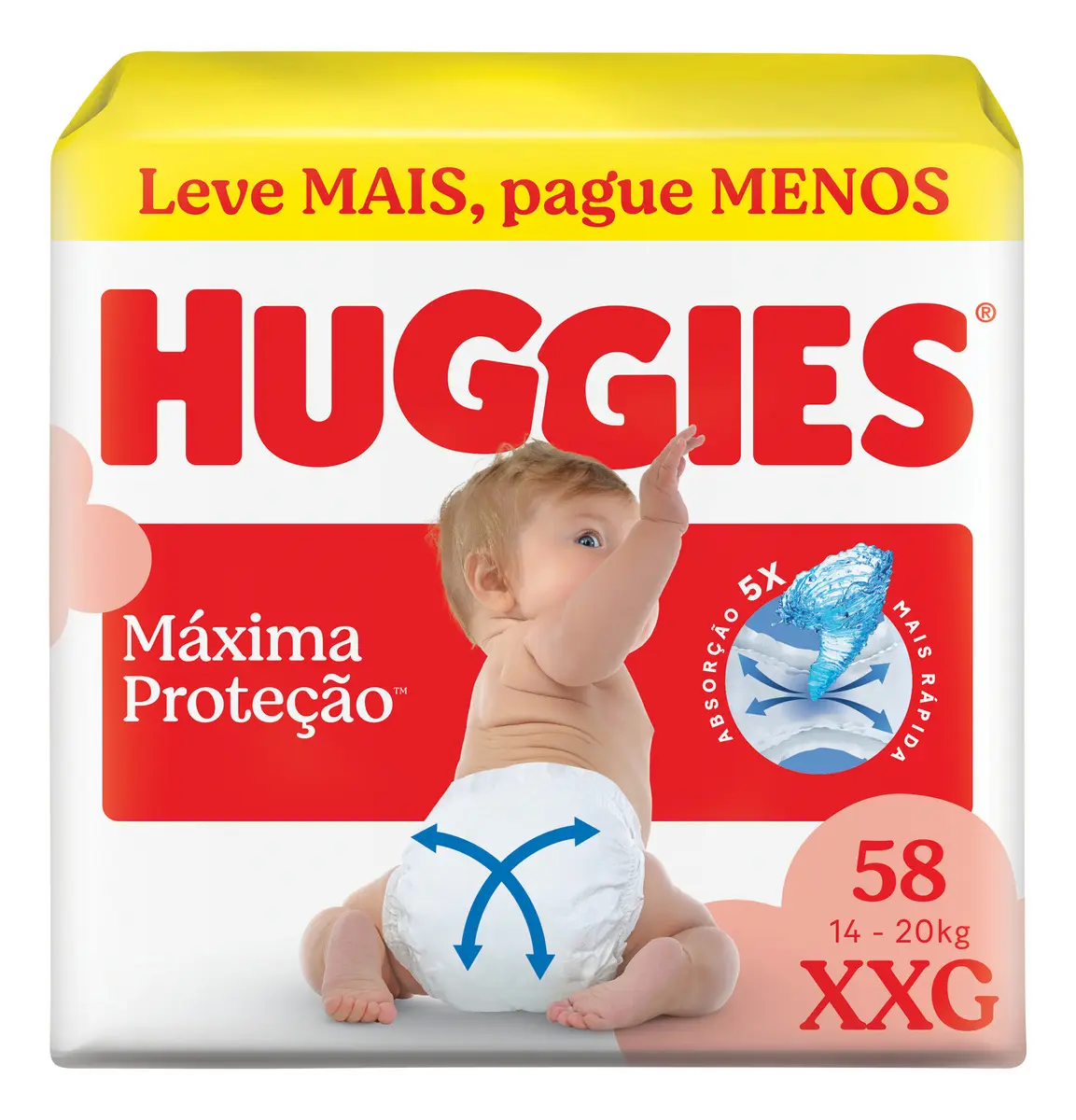 Huggies Fralda Descartável Máxima Proteção XXG - 58 Un