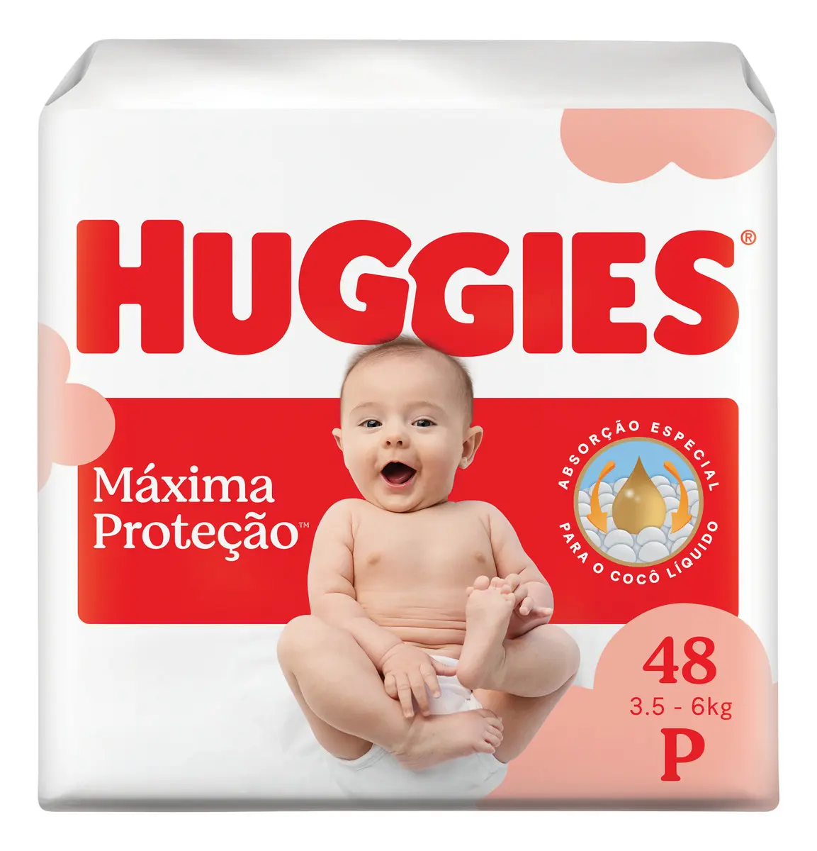 Huggies Fralda Descartável Máxima Proteção P - 48 Un