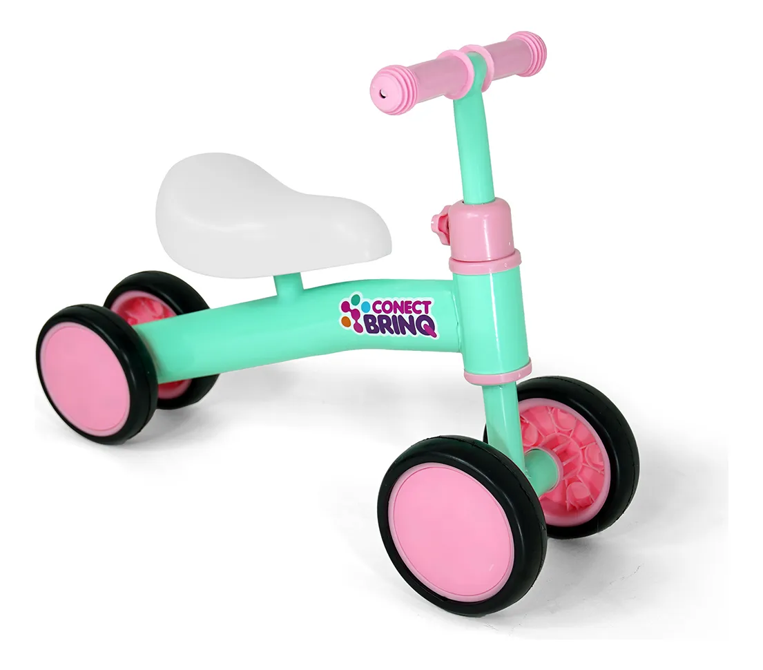 Bicicleta De Equilíbrio Sem Pedal 4 Rodas Mega Compras Cor Verde-escuro