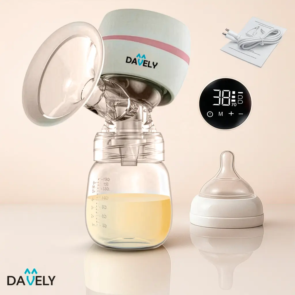 Bomba de Tirar Leite Elétrica Bombinha De Leite Materno alimentação coletor de leite Armazenamento sutia extracao de leite Display Led + Mamadeira Extratora Elétrica Amamentação Sugador Marca Davely