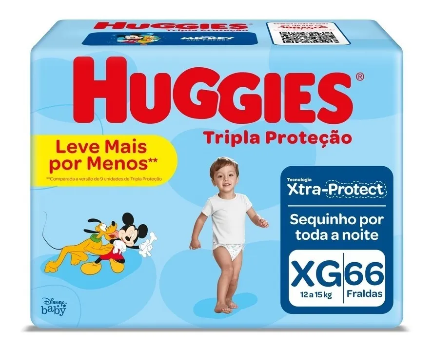 Huggies Fralda Descartável Rápida Absorção XG - 66 Un